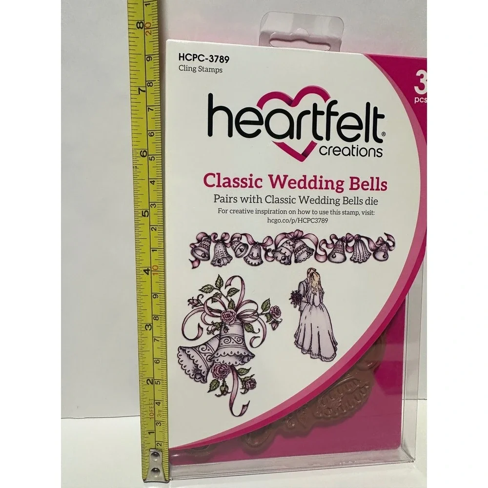 Heartfelt Creations Classic Wedding Bells Die HCD1-7143 & Stamp HCPC-3789 Set